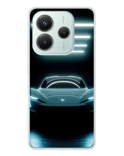 Чохол для Xiaomi Redmi Note 14 5G з картинкою «Tesla в неоні»
