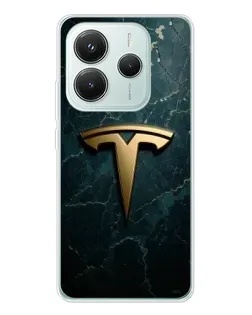 Чохол для Xiaomi Redmi Note 14 5G з картинкою «Мармурова Tesla Gold»