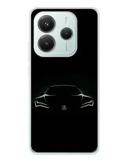 Чехол для Xiaomi Redmi Note 14 5G с картинкой «Mercedes — силуэт авто» Чехол для Xiaomi Redmi Note 14 5G с картинкой «Mercedes — силуэт авто»