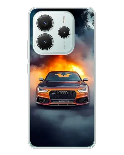 Чохол для Xiaomi Redmi Note 14 5G з картинкою «Audi у вогняному диму»