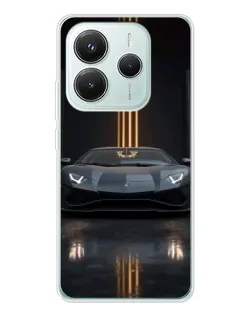 Чехол для Xiaomi Redmi Note 14 5G с картинкой «Lamborghini золотые линии»