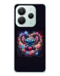 Чохол для Xiaomi Redmi Note 14 5G з картинкою «Stitch у квітах»