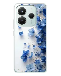 Чехол для Xiaomi Redmi Note 14 5G с картинкой «Голубой цветочный каскад» Чехол для Xiaomi Redmi Note 14 5G с картинкой «Голубой цветочный каскад»