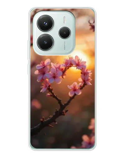 Чехол для Xiaomi Redmi Note 14 5G с картинкой «Розовый цвет сердце на фоне заката» Чехол для Xiaomi Redmi Note 14 5G с картинкой «Розовый цвет сердце на фоне заката»