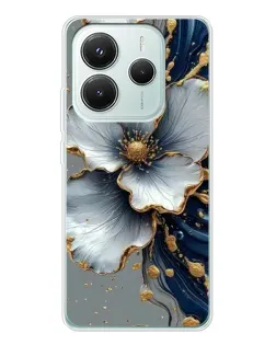 Чехол для Xiaomi Redmi Note 14 5G с картинкой «Белый цветок и золотой флюид» Чехол для Xiaomi Redmi Note 14 5G с картинкой «Белый цветок и золотой флюид»