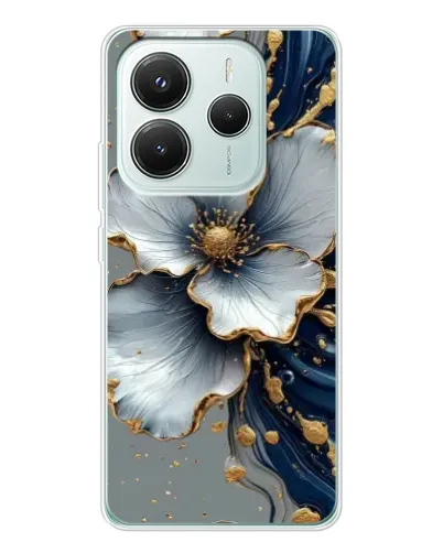 Чехол для Xiaomi Redmi Note 14 5G с картинкой «Белый цветок и золотой флюид» Чехол для Xiaomi Redmi Note 14 5G с картинкой «Белый цветок и золотой флюид»