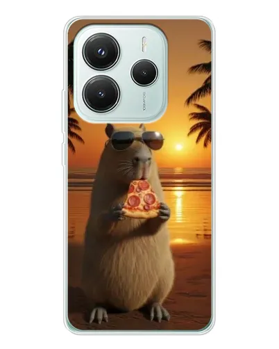 Чехол для Xiaomi Redmi Note 14 5G с картинкой «Капибара с пиццей» Чехол для Xiaomi Redmi Note 14 5G с картинкой «Капибара с пиццей»