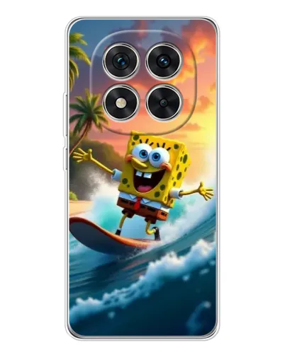 Чехол для Xiaomi Redmi Note 14 Pro 5G с картинкой «Губка Боб серфингист»