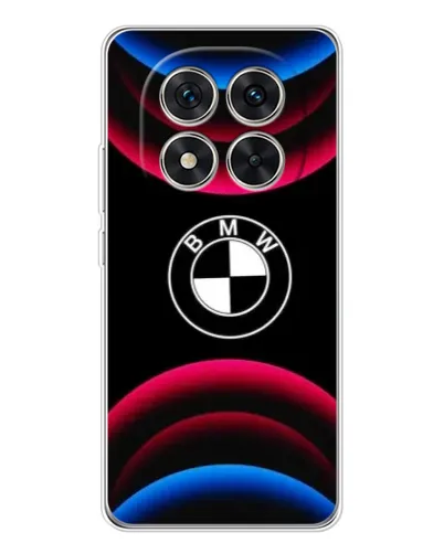 Чехол для Xiaomi Redmi Note 14 Pro Plus с картинкой «Логотип BMW и неоновые дуги»