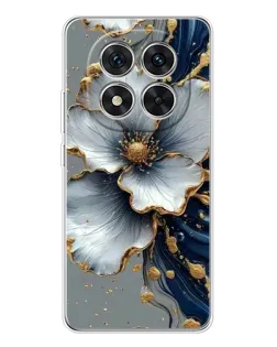 Чохол для Xiaomi Redmi Note 14 Pro Plus з картинкою «Біла квітка та золотий флюїд»