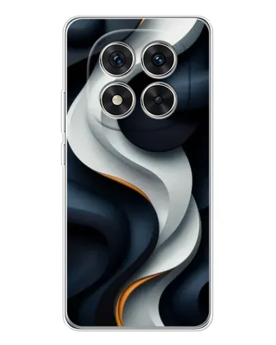 Чехол для Xiaomi Redmi Note 14 Pro Plus с картинкой «Объемные черно-белые ленты»