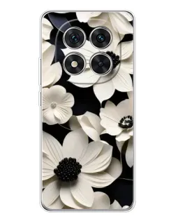 Чехол для Xiaomi Redmi Note 14 Pro с картинкой «Объемные белые цветы»