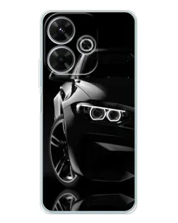 Чехол для Xiaomi Redmi Note 14 SE 5G с картинкой «Черная BMW — профиль»