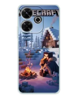 Чехол для Xiaomi Redmi Note 14 SE 5G с картинкой «Зимний Minecraft»