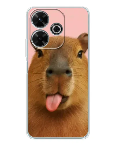 Чехол для Xiaomi Redmi Note 14 SE 5G с картинкой «Капибара с языком»