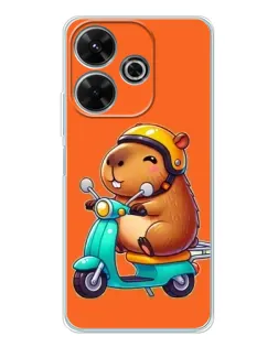 Чехол для Xiaomi Redmi Note 14 SE 5G с картинкой «Капибара на скутере»