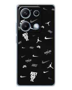 Чехол для Xiaomi Redmi Note 14S с картинкой «Nike Black Pattern»