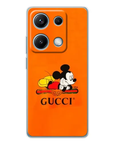 Чехол для Xiaomi Redmi Note 14S с картинкой «Микки Маус Gucci — оранж» Чехол для Xiaomi Redmi Note 14S с картинкой «Микки Маус Gucci — оранж»