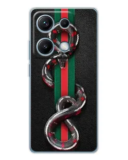 Чехол для Xiaomi Redmi Note 14S с картинкой «Gucci — змея на полосе» Чехол для Xiaomi Redmi Note 14S с картинкой «Gucci — змея на полосе»