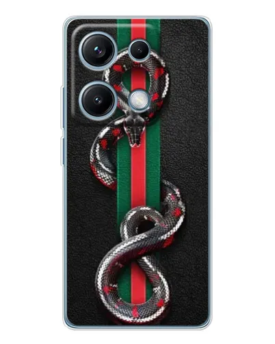 Чехол для Xiaomi Redmi Note 14S с картинкой «Gucci — змея на полосе» Чехол для Xiaomi Redmi Note 14S с картинкой «Gucci — змея на полосе»