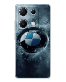 Чехол для Xiaomi Redmi Note 14S с картинкой «Логотип BMW — лед»