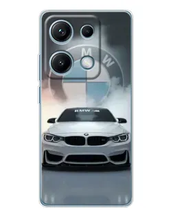 Чехол для Xiaomi Redmi Note 14S с картинкой «BMW в белом дыму»