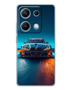 Чехол для Xiaomi Redmi Note 14S с картинкой «BMW — огни неона»