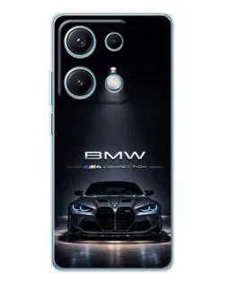Чехол для Xiaomi Redmi Note 14S с картинкой «BMW сквозь ночной город»