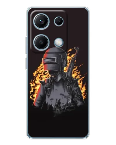 Чехол для Xiaomi Redmi Note 14S с картинкой «PUBG — огненный силуэт» Чехол для Xiaomi Redmi Note 14S с картинкой «PUBG — огненный силуэт»