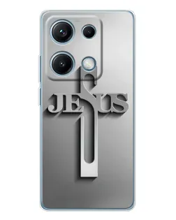 Чехол для Xiaomi Redmi Note 14S с картинкой «Металлический крест Jesus» Чехол для Xiaomi Redmi Note 14S с картинкой «Металлический крест Jesus»