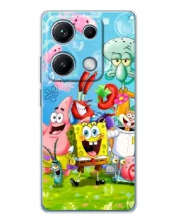 Чехол для Xiaomi Redmi Note 14S с картинкой «Губка Боб и друзья»