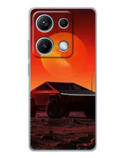 Чехол для Xiaomi Redmi Note 14S с картинкой «Cybertruck на Марсе»