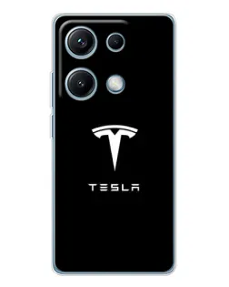 Чехол для Xiaomi Redmi Note 14S с картинкой «Tesla White Logo»
