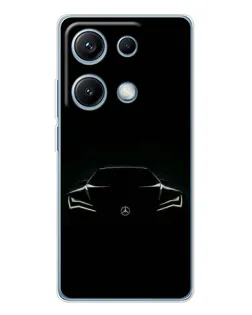 Чехол для Xiaomi Redmi Note 14S с картинкой «Mercedes — силуэт авто» Чехол для Xiaomi Redmi Note 14S с картинкой «Mercedes — силуэт авто»