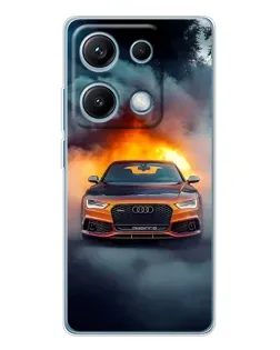 Чехол для Xiaomi Redmi Note 14S с картинкой «Audi в огненном дыму» Чехол для Xiaomi Redmi Note 14S с картинкой «Audi в огненном дыму»