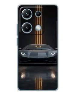 Чехол для Xiaomi Redmi Note 14S с картинкой «Lamborghini золотые линии»