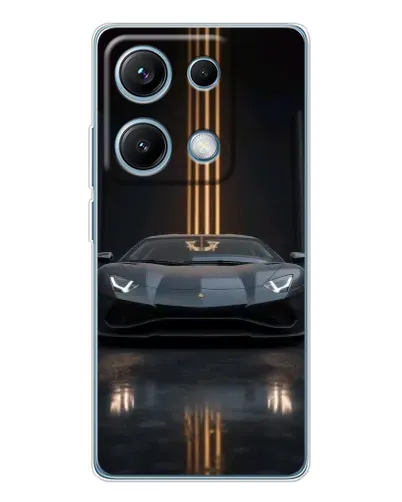 Чехол для Xiaomi Redmi Note 14S с картинкой «Lamborghini золотые линии»