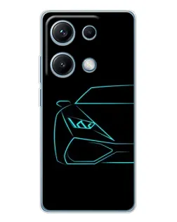 Чехол для Xiaomi Redmi Note 14S с картинкой «Голубой силуэт Lamborghini» Чехол для Xiaomi Redmi Note 14S с картинкой «Голубой силуэт Lamborghini»