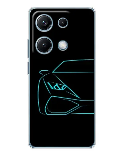 Чехол для Xiaomi Redmi Note 14S с картинкой «Голубой силуэт Lamborghini»