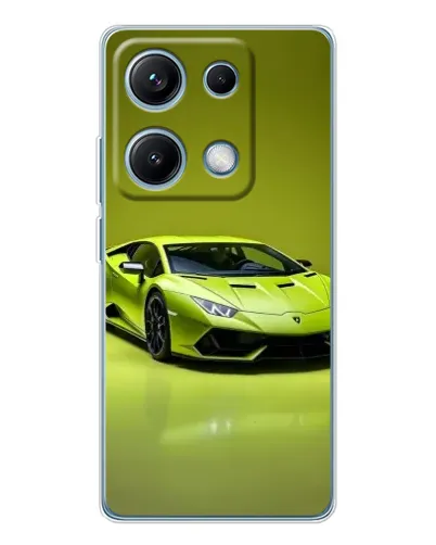 Чехол для Xiaomi Redmi Note 14S с картинкой «Салатовый Lamborghini Huracan»