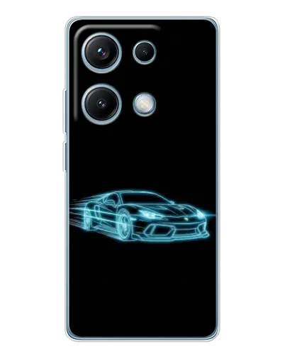 Чехол для Xiaomi Redmi Note 14S с картинкой «Неоновый контур Lamborghini»