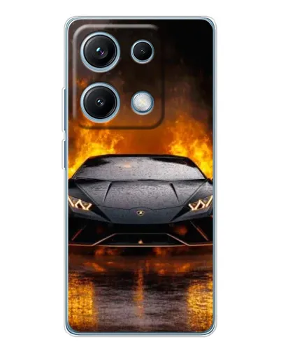 Чехол для Xiaomi Redmi Note 14S с картинкой «Lamborghini в огне»