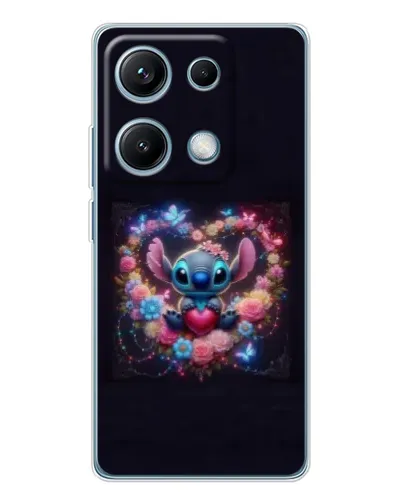 Чехол для Xiaomi Redmi Note 14S с картинкой «Stitch в цветах»