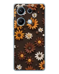 Чехол для Xiaomi Redmi Note 14S с картинкой «Узор из маленьких подсолнухов»