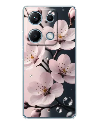 Чехол для Xiaomi Redmi Note 14S с картинкой «Нежная сакура и капли» Чехол для Xiaomi Redmi Note 14S с картинкой «Нежная сакура и капли»