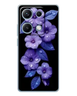 Чохол для Xiaomi Redmi Note 14S з картинкою «Фіолетові квіти з росою»