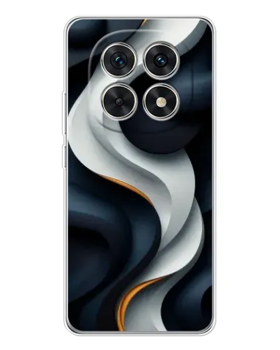 Чехол для Xiaomi Redmi Note 15 5G с картинкой «Объемные черно-белые ленты» Чехол для Xiaomi Redmi Note 15 5G с картинкой «Объемные черно-белые ленты»