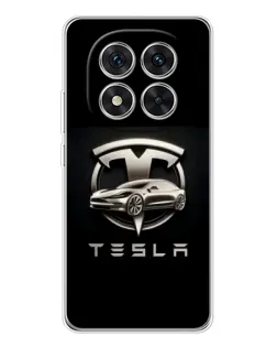 Чехол для Xiaomi Redmi Note 15 Pro 5G с картинкой «Tesla — серебристое авто»