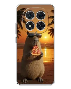 Чехол для Xiaomi Redmi Note 15 Pro 5G с картинкой «Капибара с пиццей»
