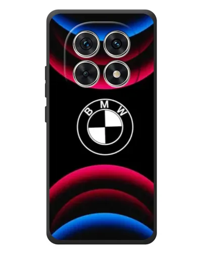 Чехол для Xiaomi Redmi Note 15 с картинкой «Логотип BMW и неоновые дуги»